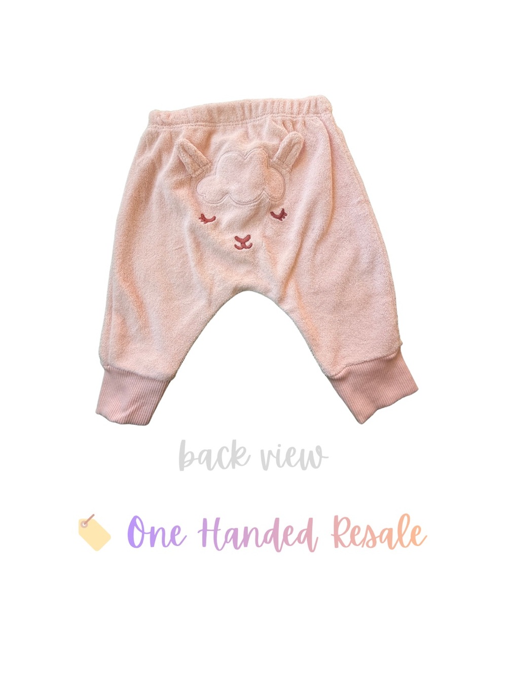 🐑 Carter's Light Pink Soft Terry Baby Pants w/ Lamb Face Cozy Infant Joggers 3M